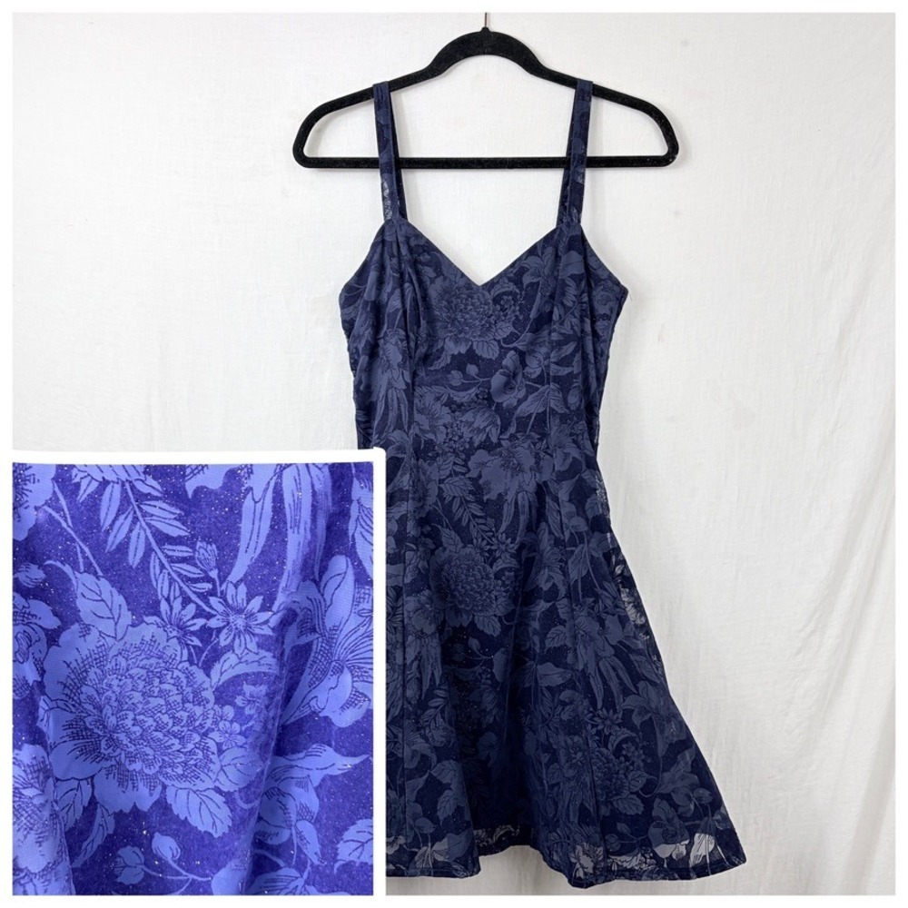 Vintage Jump Apparel Velvet‎ Burnout Fit Flare Dress Sz Medium Tulle Dark Fairy